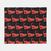 私はハート猫は黒と赤のフリースブランケット フリースブランケット (正面(横))