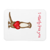 私はハート磁石で可愛いカワウソが大好き マグネット (横)