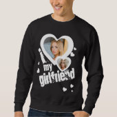 私はハート私のガールフレンドの写真グランジアーバンブラック スウェットシャツ (正面)