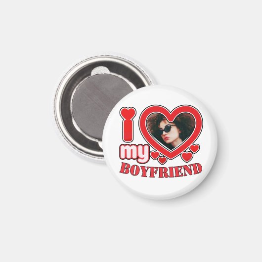 私はハート私の彼氏のカスタム写真 マグネット (正面/裏面)