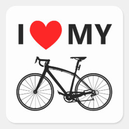 私はハート私の自転車のクールおもしろいかわいい自転車の愛 スクエアシール