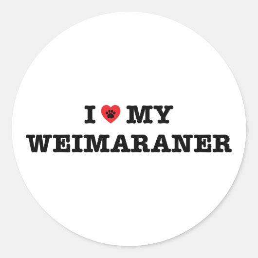 私はハート私のWeimaranerステッカー ラウンドシール (正面)