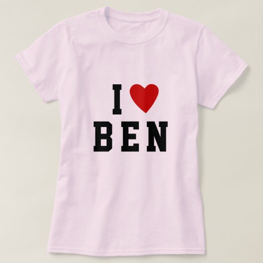 私はハート3文字のカスタム文字名はっきりしたT-Shir大好き Tシャツ (デザイン正面)