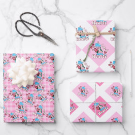 私はハート、トランスジェンダーの旗の色の恐竜を盗む ラッピングペーパーシート