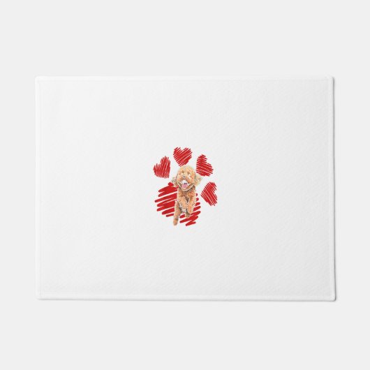 私はハートValentines Dで私のコックパオ犬の手を愛する ドアマット (正面)