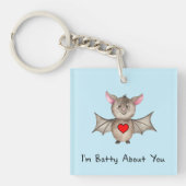 私はバおもしろいティについてあなたバレンタインの水のカラーこうもり キーホルダー (正面)