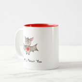 私はバおもしろいティについてあなたバレンタインの水のカラーこうもり ツートーンマグカップ (正面左)