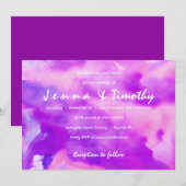 私はバイオレット水彩画結婚式招待状 招待状 (正面/裏面)