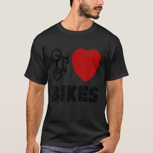私はバイクの自転車ハート1が大好き Tシャツ (正面)