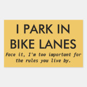 私はバイクの車線で駐車します 長方形シール (正面)