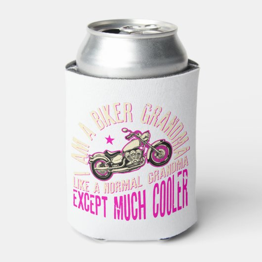 私はバイクもしくは自転車に乗る人のおばあちゃんクールギフトおもしろいバイクもしくは自転車に乗る人だ 缶クーラー (缶正面)