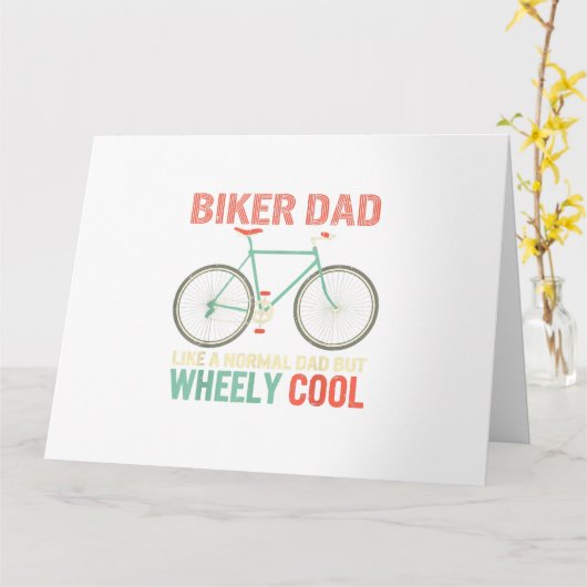 私はバイクもしくは自転車に乗る人パパファーザーズクールデイWheely Bicycle Bi カード (黄色い花)