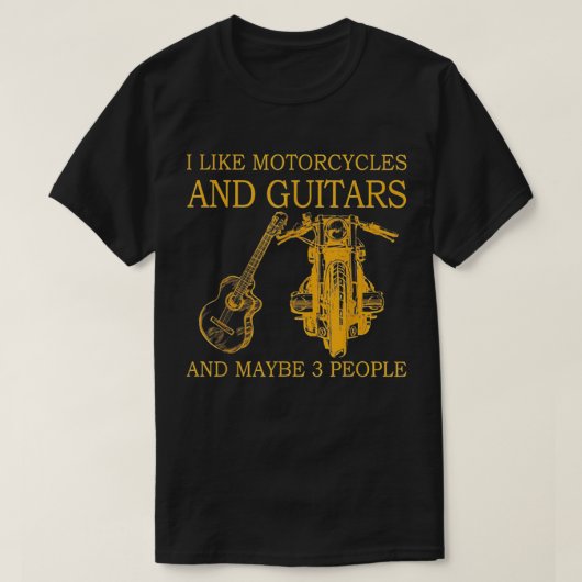 私はバイクやギターが好きで、3人くらいかな Tシャツ (デザイン正面)