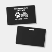 私はバイクや猫のアートおもしろいギフトが好きだ バッジ (正面&裏面)