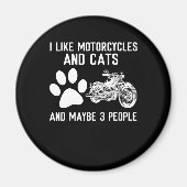 私はバイクや猫のアートおもしろいギフトが好きだ マグネット (正面)