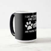 私はバイクや猫のアートおもしろいギフトが好きだ モーフィングマグカップ (正面左)