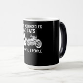 私はバイクや猫のアートおもしろいギフトが好きだ モーフィングマグカップ (正面右)