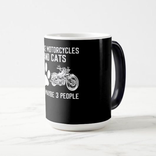 私はバイクや猫のアートおもしろいギフトが好きだ モーフィングマグカップ (正面右)