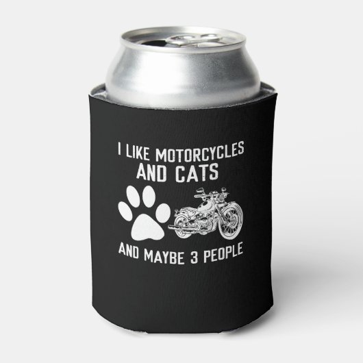 私はバイクや猫のアートおもしろいギフトが好きだ 缶クーラー (缶正面)