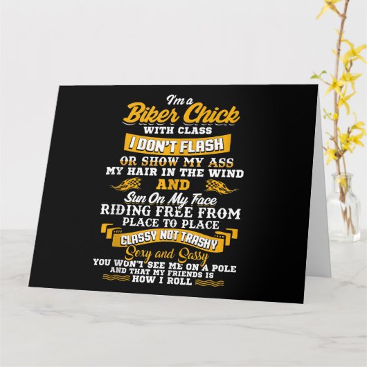 私はバイク好きのバイクもしくは自転車に乗る人に贈るギフトだ カード (黄色い花)