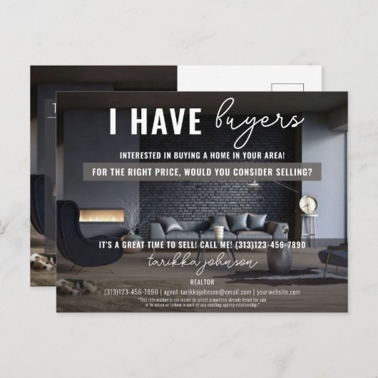 私はバイヤーの実在不動産メーラーマーケティング不動産仲介業者 シーズンポストカード (正面/裏面)