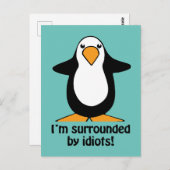 私はバカなペンギンに囲まおもしろいれている ポストカード (正面/裏面)