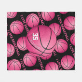私はバスケットボールの女の子ピンクのバスケットボールのパターンが大好き フリースブランケット (正面(横))