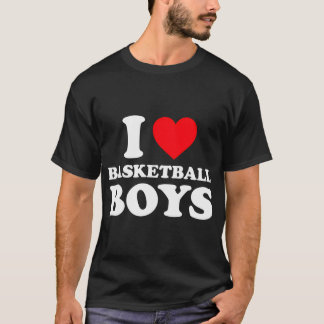私はバスケットボールの少年のシャツ私はハートバスケットボールボー Tシャツ