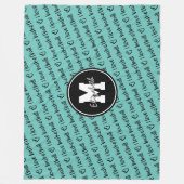 私はバスケットボールタイポグラフィティール(緑がかった色)ホワイト任意の色が大好き フリースブランケット (正面)