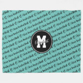 私はバスケットボールタイポグラフィティール(緑がかった色)ホワイト任意の色が大好き フリースブランケット (正面(横))