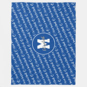 私はバスケットボールタイポグラフィブルーホワイト任意の色が大好き フリースブランケット (正面)