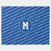 私はバスケットボールタイポグラフィブルーホワイト任意の色が大好き フリースブランケット (正面(横))