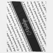 私はバスケットボール文字パターン白黒が大好き フリースブランケット (正面)