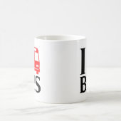 私はバス| I愛をバス|バス愛します コーヒーマグカップ (中央)