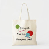 私はバッグ住んでいますかぎ針で編みます トートバッグ (正面)