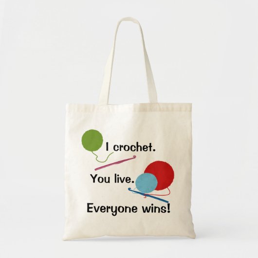 私はバッグ住んでいますかぎ針で編みます トートバッグ (正面)