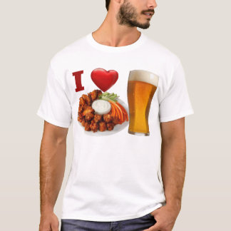 私はバッファローウィングおよびビールTシャツを愛します Tシャツ