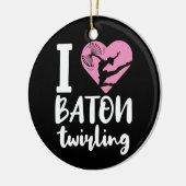 私はバトントワリングかわいいトワイラーが大好き セラミックオーナメント (左)