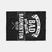 私はバドミントン選手のラケットのシャトルに下手を入れた フリースブランケット (正面(横))