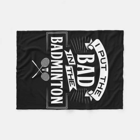 私はバドミントン選手のラケットのシャトルに下手を入れた フリースブランケット (正面(横))