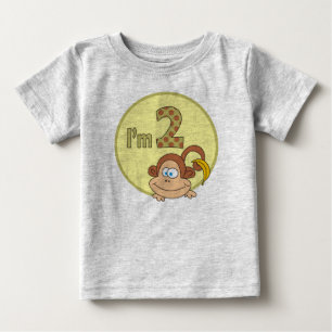私はバナナの誕生日のワイシャツを持つ2かわいい猿です ベビーTシャツ