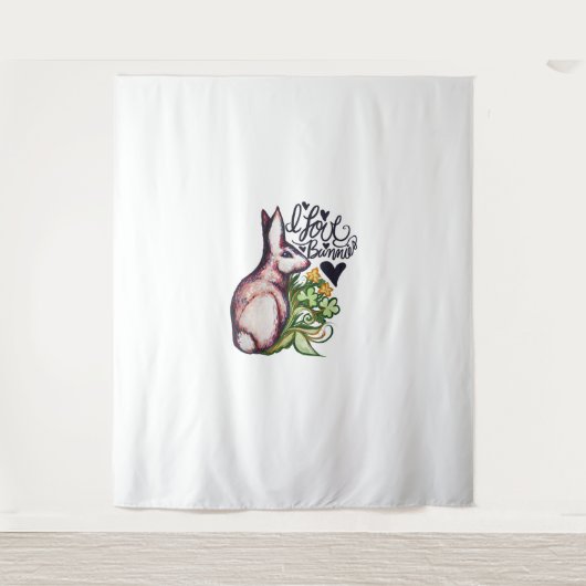 私はバニーおもしろいバニー・ラビットのアートワークが大好き タペストリー (正面)