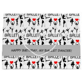 私はバレエのパターンが大好きだ。ブラックバレエダンサー ラージペーパーバッグ (正面)