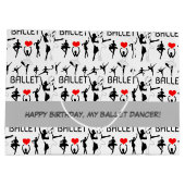 私はバレエのパターンが大好きだ。ブラックバレエダンサー ラージペーパーバッグ (裏面)