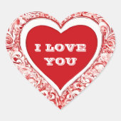 私はバレンタインを愛してい赤と白る ハートシール (正面)