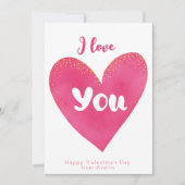 私はバレンタインデーのピンクと黄金のハートが大好き シーズンカード (正面)