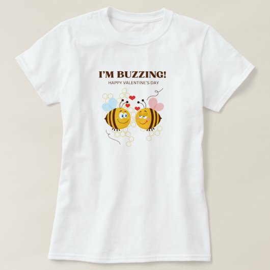 私はバレンタインデーのミツバチをブーンと鳴らす Tシャツ (デザイン正面)