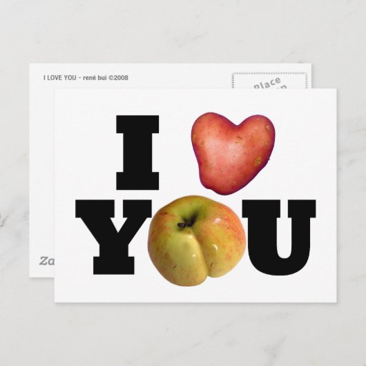 私はバレンタインデーの郵便はがき1愛します シーズンポストカード (正面/裏面)