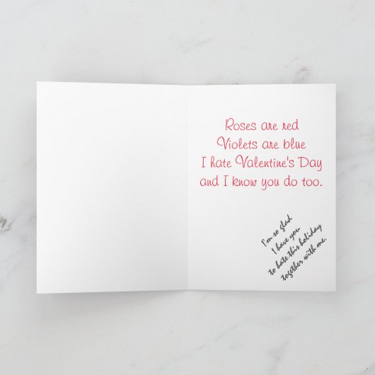 私はバレンタインデーを憎みますが、梳くのを好みます シーズンカード (内部)