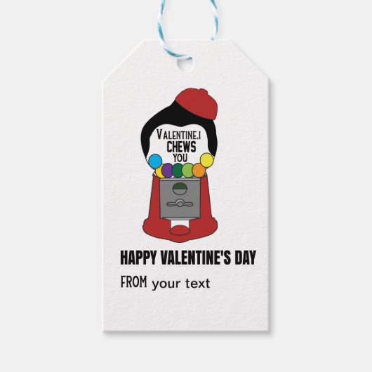 私はバレンタインデー、男の子のバレンタインを噛む ギフトタグ (正面)